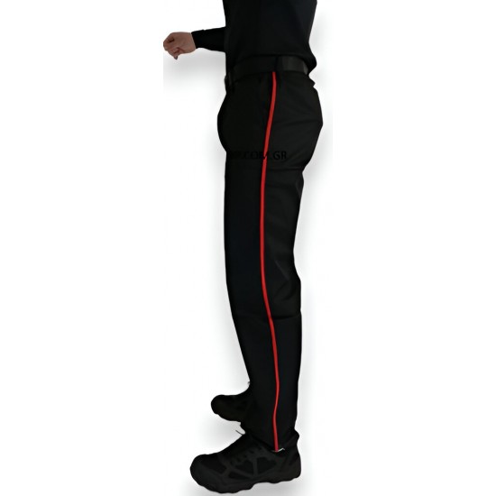 Pant Πυροσβεστών Μαύρο Κόκκινη Ρίγα