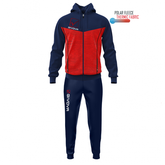 Tuta Visa Con Cappuccio Polarfleece navy Givova