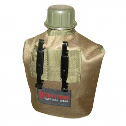 Παγούρι στρατιωτικό πλαστικό μονόχρωμο με κάλυμμα Survivros